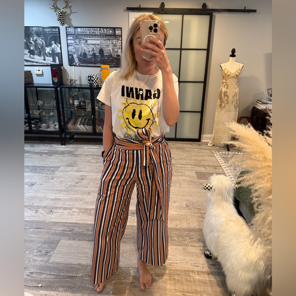 Striped High-Waist Pants